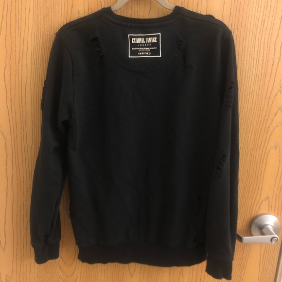 Criminal damage London black destroyed sweatshirt - Picture 2 of 2